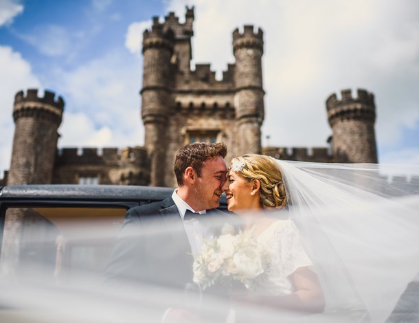 Couple in front of castle