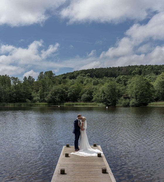Bride and Groom on lake