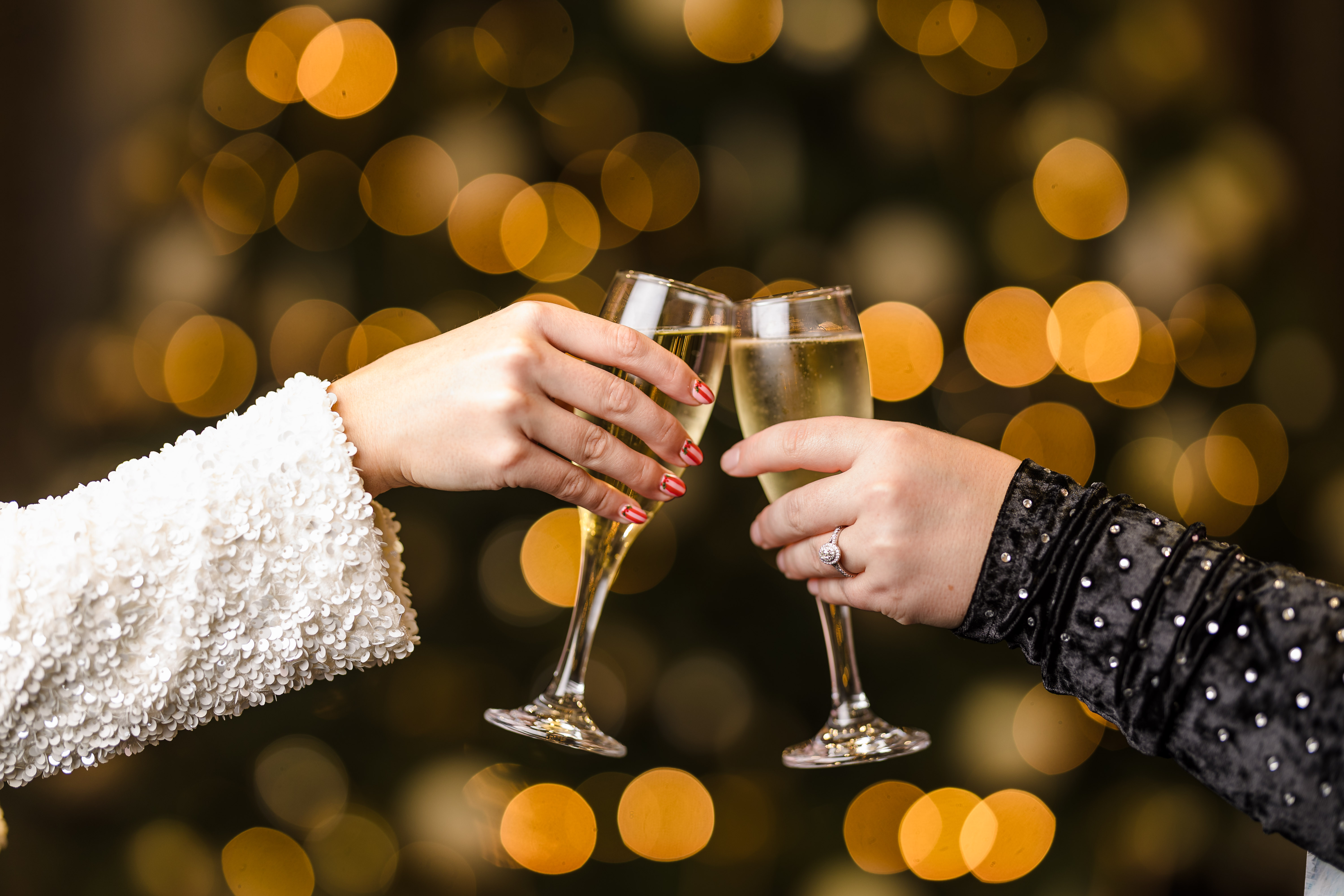 Champagne glasses clinking