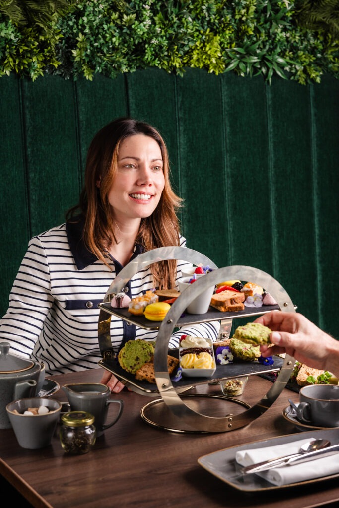 Woman enjoying afternoon tea